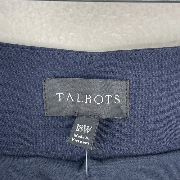 NEW Talbots Womens Plus 18W Navy Trousers Side Pockets Front Zip Closure Pants - Picture 3 of 9